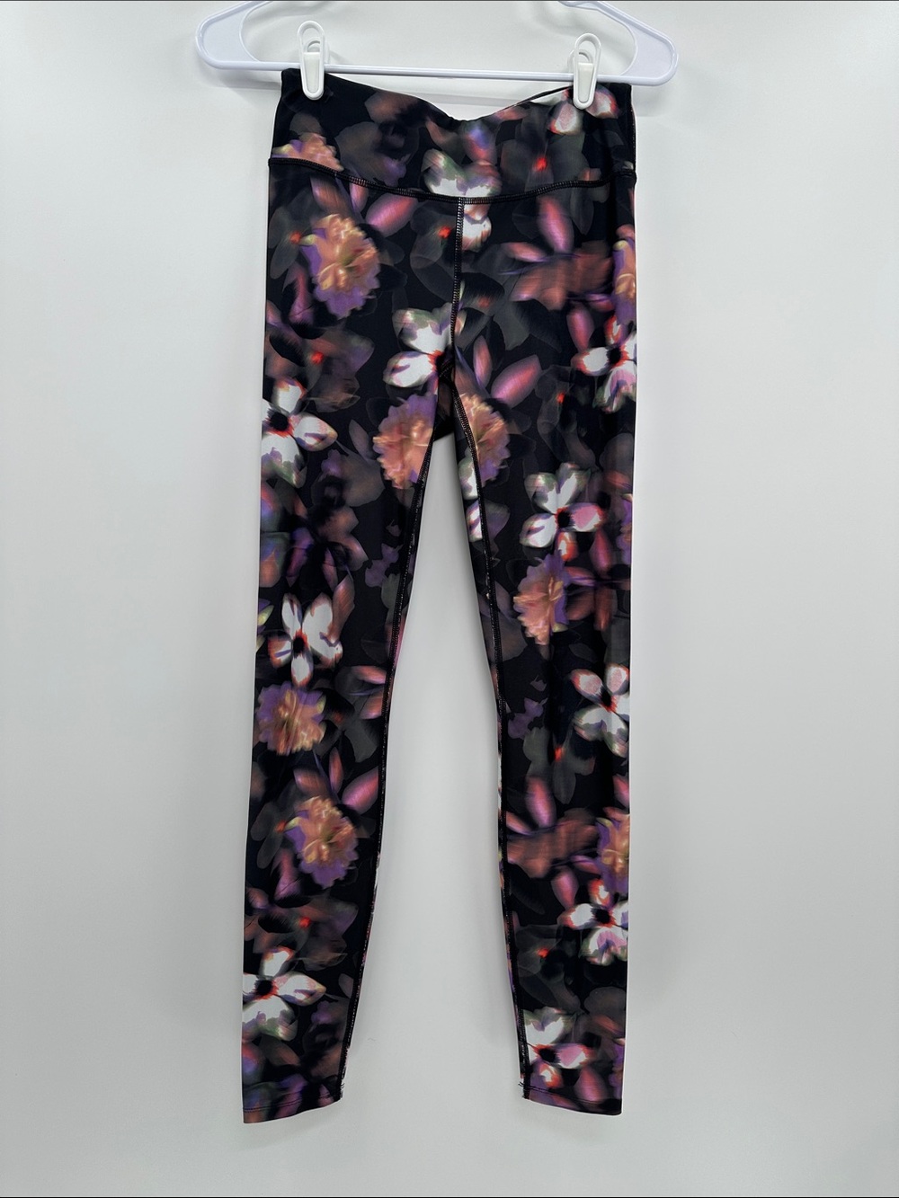 JOYLAB Women’s Floral Leggings - Black, Purple and Coral Floral Print